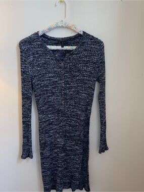 BCBGMaxAzria Heathered Black & White Long Sleeve Ribbed Camisole